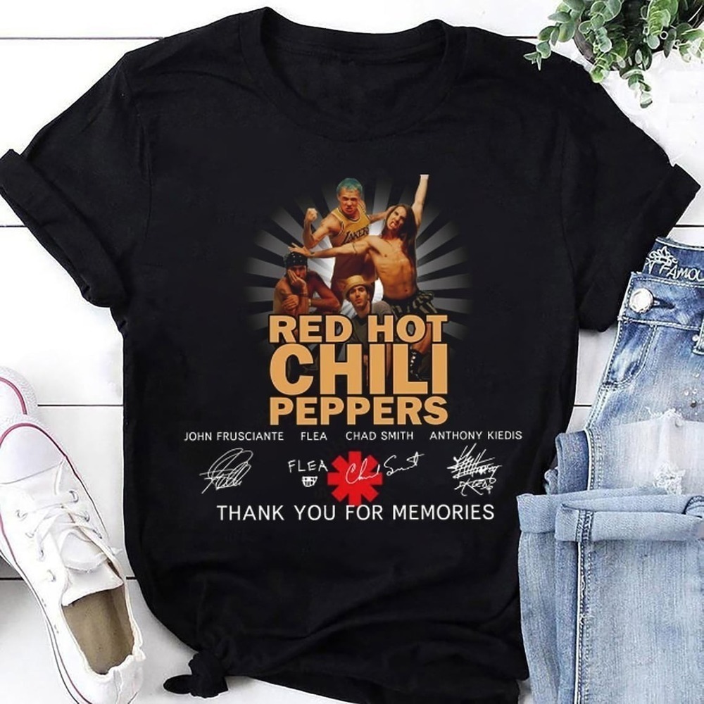 Red Hot Chili Peppers Band Signatures Red Hot Chili Peppers 2024 Tour Tshirt